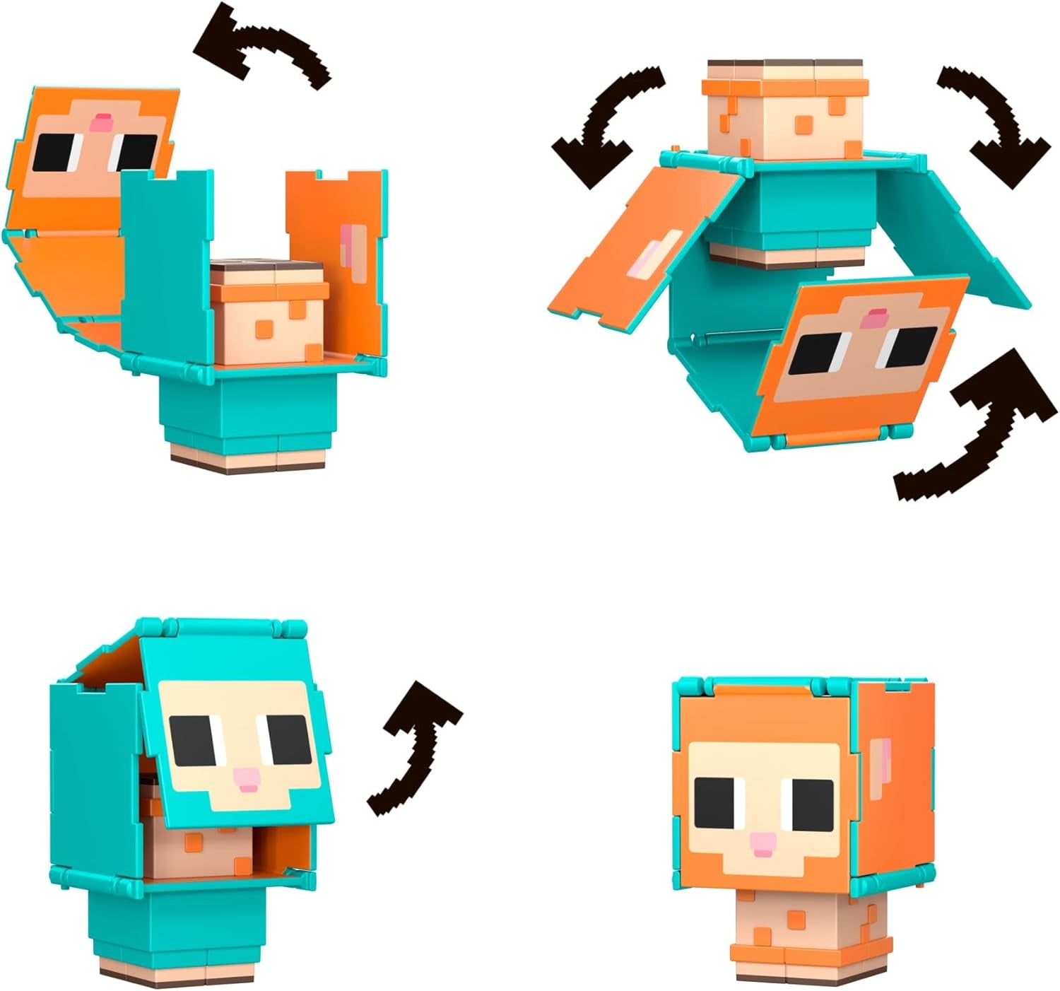 Mattel Minecraft Flippin' Figs Sheep and Chicken Confezione da 2 con personaggi di gioco 2 in 1, teste grandi e action figure HXK17 con design pixel Naty Shop