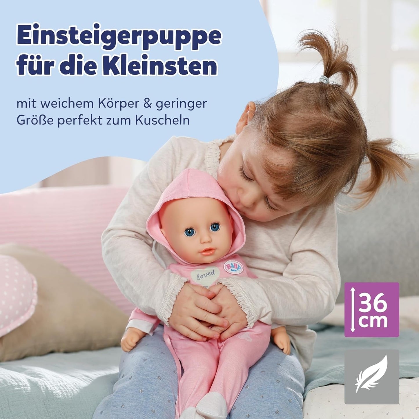 BABY Born Hannah Gioca con me - Bambolina con 5 funzioni - Corpo in materiale morbido compresi accessori - Bambola da 36 cm - Funziona a batteria - Adatto a bambini da 1 anno