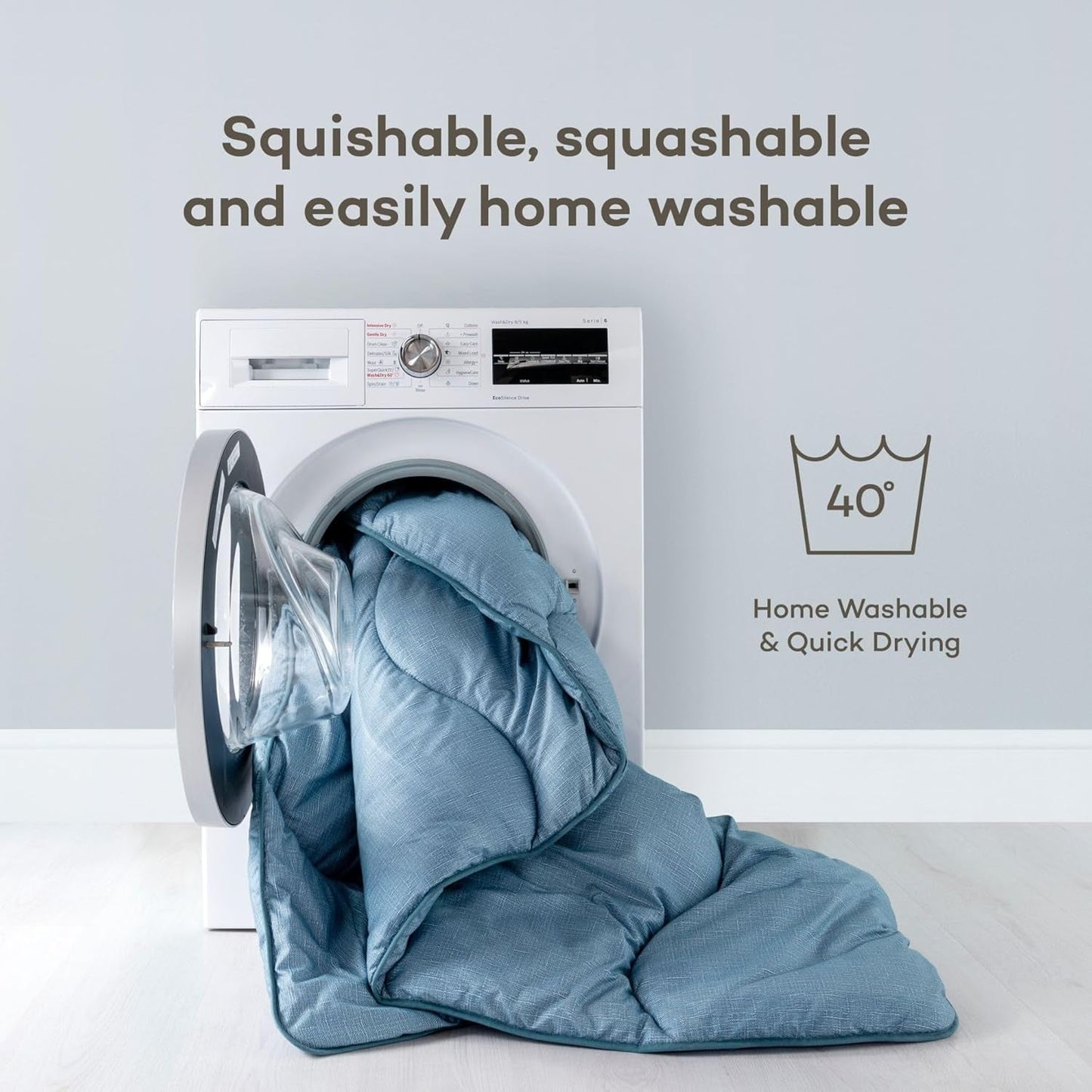 Night Lark Piumino Super King Super King 6 Tog Primavera Estate - Blu Garden Piumino super morbido Leggero Lavabile in lavatrice Asciugatura rapida Copripiumino reversibile tutto in uno Naty Shop