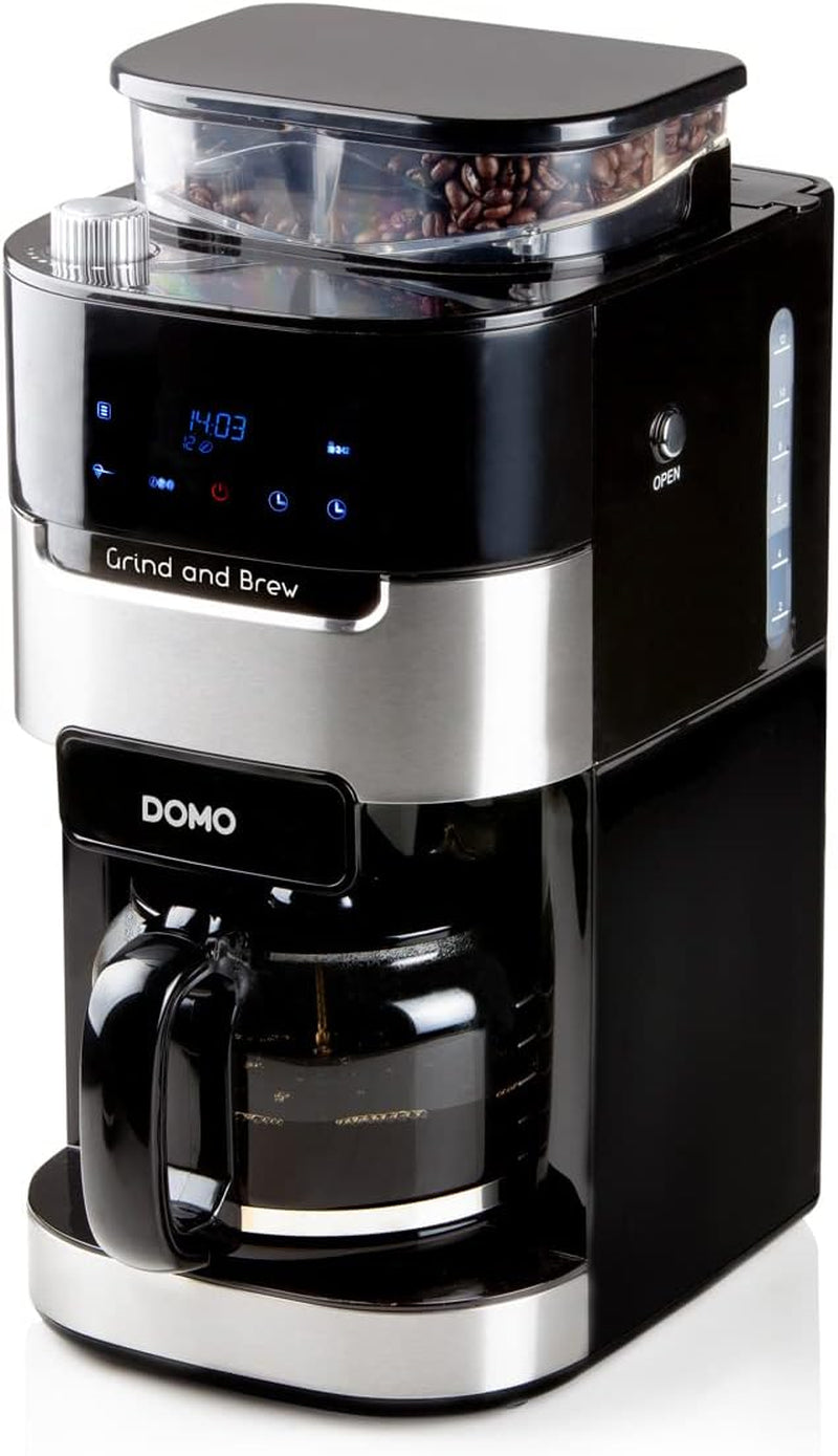 Macchina per caffè espresso DOMO DO721K "Grind and Brew" - Funzione Bean-to-Cup - Display LCD - Per caffè macinato o in grani interi - 1,5 L