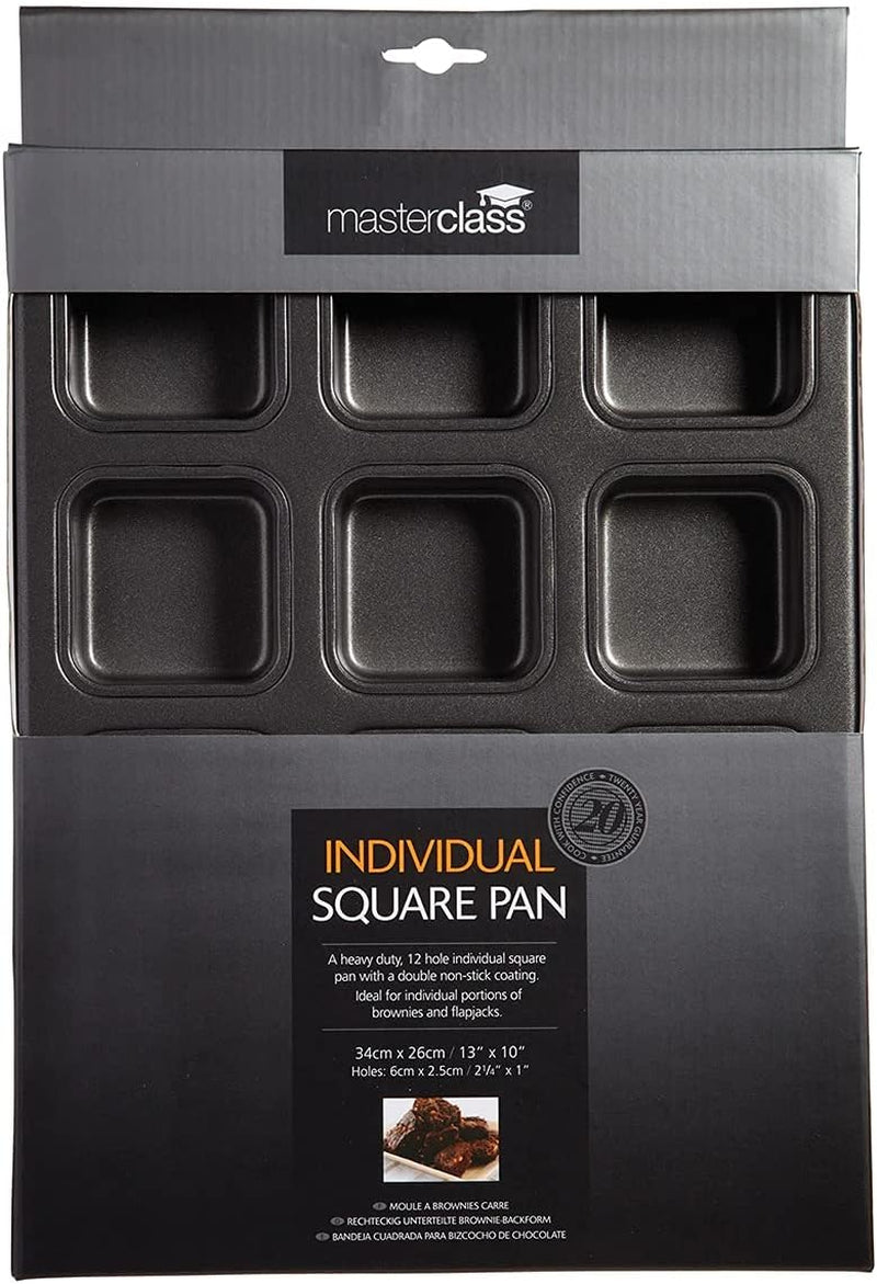 Teglia per brownie Masterclass, teglia per brownie 12 fori, acciaio inox, 34 X 26 cm Stampi e teglie Naty Shop
