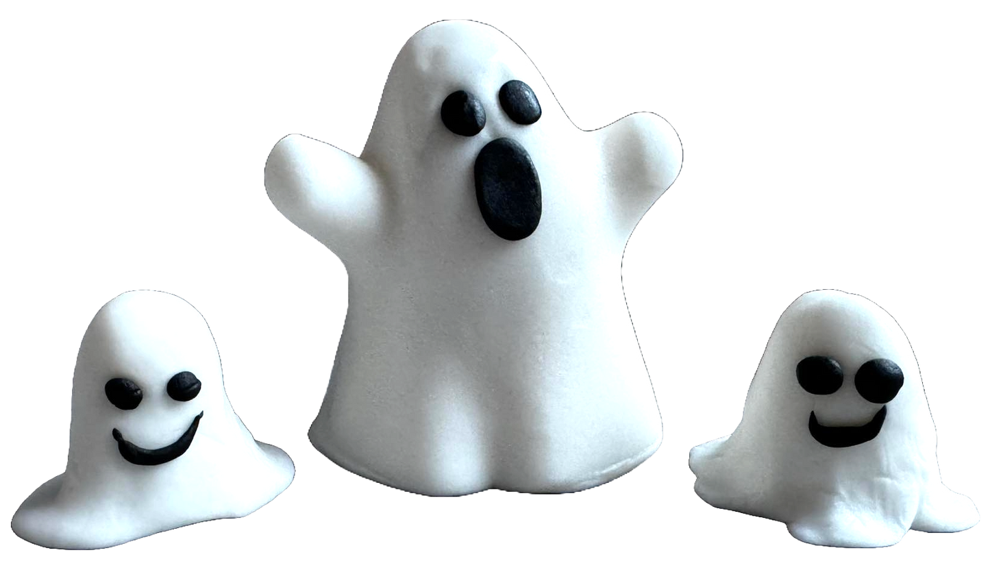 Set di 3 decorazioni commestibili in pasta di zucchero, Halloween, Ghost Family Decorazioni in pasta di zucchero Naty Shop