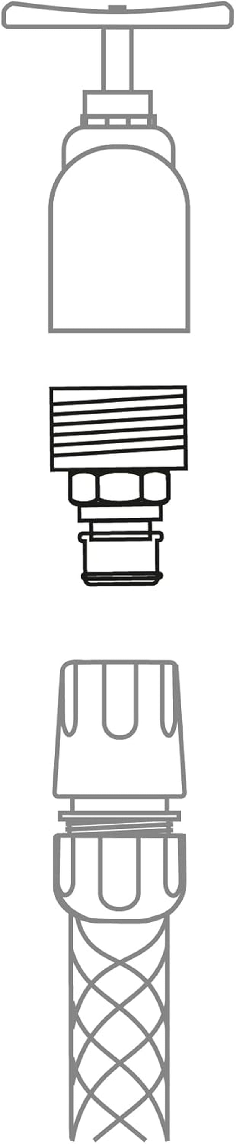 Amig - Adattatore maschio per attacco rubinetto da 3/4 pollici | Collegamento semplice e veloce per tubi dell'acqua | Connessione filettata | Plastica ABS e gomma | Grigio