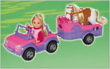 Simba 105737460 - Evi Love Evi Trailer con cavalli con jeep rosa, ciondolo cavallo viola e pony, bambola da vestire, 12 cm, per bambini da 3 anni in su Dolls Naty Shop