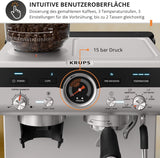 Macchina per caffè espresso manuale Krups Precision con portafiltro e macinacaffè, macchina per caffè barista con pannello di controllo intuitivo, impostazioni di pre-infusione, macchina per caffè espresso con ugello vapore, riscaldamento rapido, XP801T10