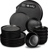 Moritz & Moritz NORDIC Servizio Piatti per 6 Persone - Servizio Piatti in Gres Nero da 18 Pezzi - Design Scandinavo - Robusto Servizio Piatti per 6 Persone per l'Uso Quotidiano e per gli Ospiti - Set Piatti Combinato