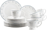 Servizio da caffè in porcellana serie Mäser Lova da 18 pezzi - 6 piatti da dessert (19,5 cm), 6 tazze (19 cl) e 6 piattini (15,5 cm), blu