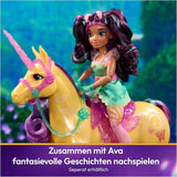 Unicorn Leaf Unicorn Academy - Unicorno originale Ava alto 28 cm della serie Netflix con vera criniera e coda, briglie, sella e spazzola rimovibili, per bambini dai 4 anni in su