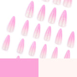 Moonglow Unghie Lunghe Stiletto Bianco Latte Rosa Sfumato Glitter Unghie Finte Fresche Con Colla Unghie Artificiali Glitter Rosa Ombre