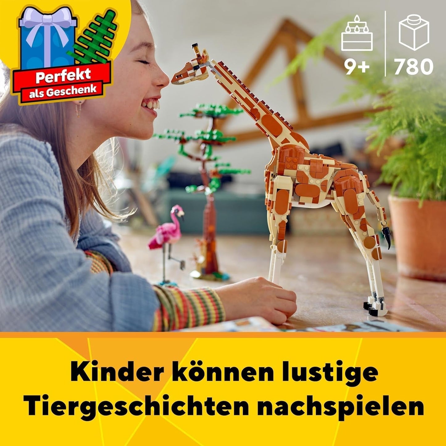 LEGO Creator 3In1 Animal Safari, set creativo con personaggi di animali, 3 opzioni di costruzione: giraffa, gazzella e leone giocattolo, animali giocattolo per ragazze e ragazzi, regalo naturale per bambini dai 9 anni in su 31150 Set da costruzione Beuche den LEGO-Store