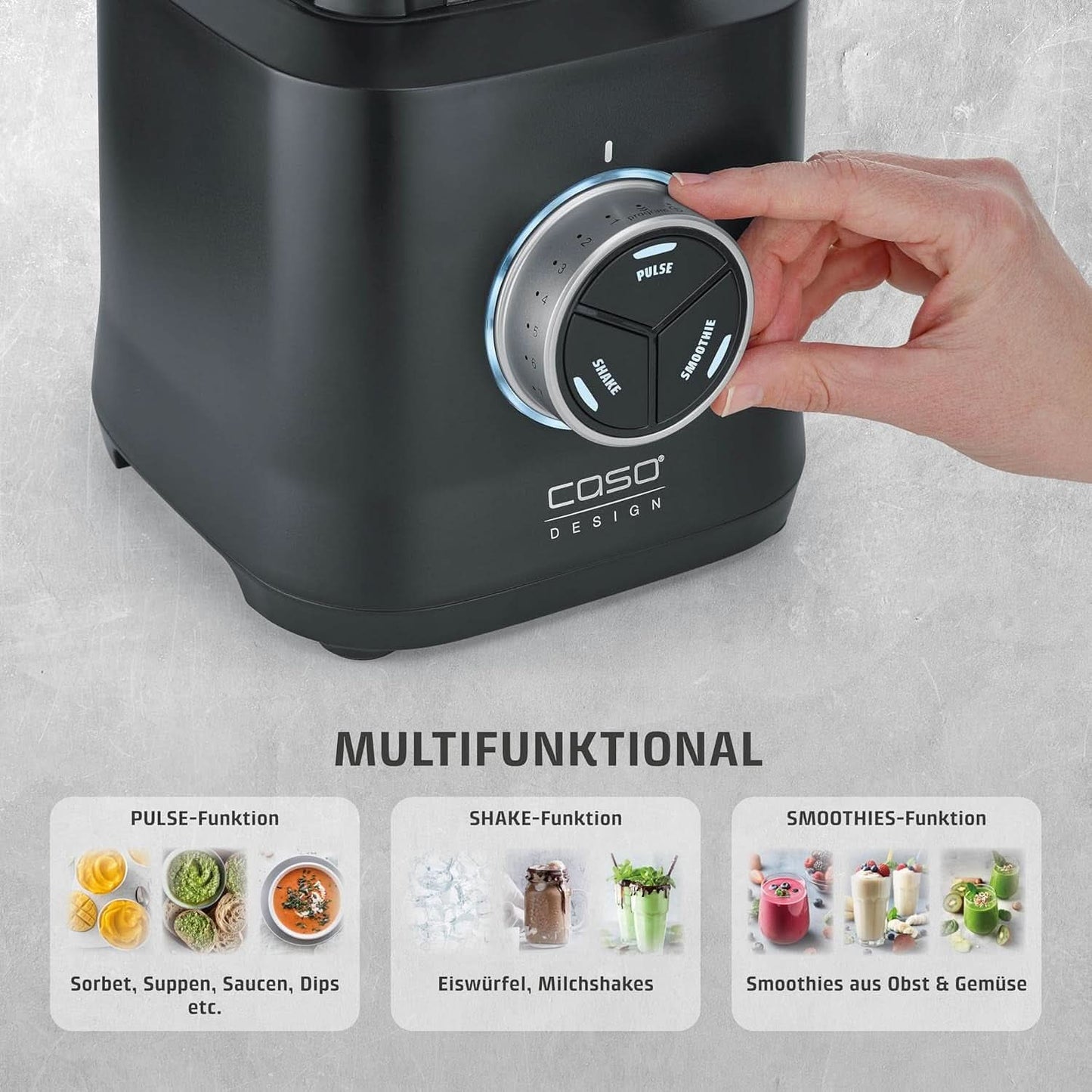 CASO Powerblender B 2000 - Robot da cucina professionale, 30.000 giri/min, 2000 Watt, miscelatore Tritan-Mix (2 L), Bpa-Frei, Pulse-, Shake-, Smoothie-Funktion, 8-Fach Messer-System Mit Titanbeschichtung Kitchen Naty Shop