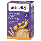 Porridge serale con biscotti e banane (4x500g), porridge di latte di 5 mesi, senza zuccheri aggiunti, con preziosi minerali e vitamine, molto saziante