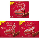 Cioccolata Lindt | Bastoncini di cioccolato al latte LINDOR, Offerta promozionale | 100 g| 4 tavolette di cioccolato al latte LINDOR con ripieno scioglievole in bocca | Bastoncini di cioccolato (confezione da 3)