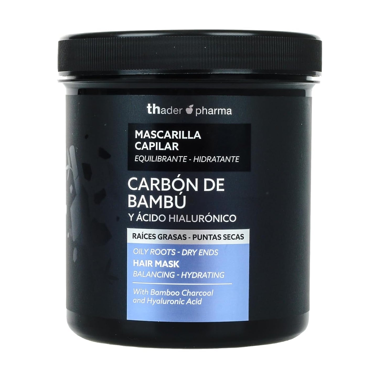 Thader Pharma Maschera riequilibrante per capelli con carbone di bambù e acido ialuronico - Ideale per radici grasse e punte secche, 700 ml Naty Shop Hair Mask Titolo predefinito