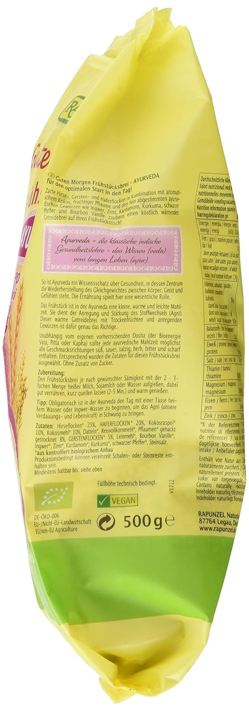 Farina d'avena ayurvedica per colazione, 500 g