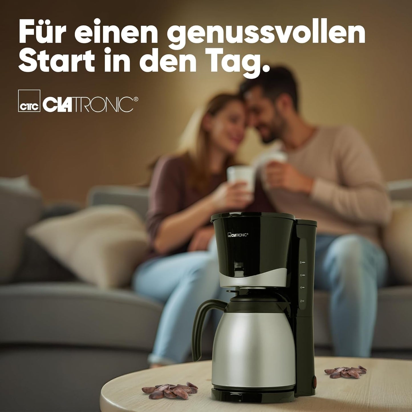 Caffettiera Clatronic® con thermos | per 8-10 tazze di caffè | senza perdita di temperatura | caffettiera con filtro | 1 litro | Espresso | Caffettiera a filtro con thermos | KA 3327 nero