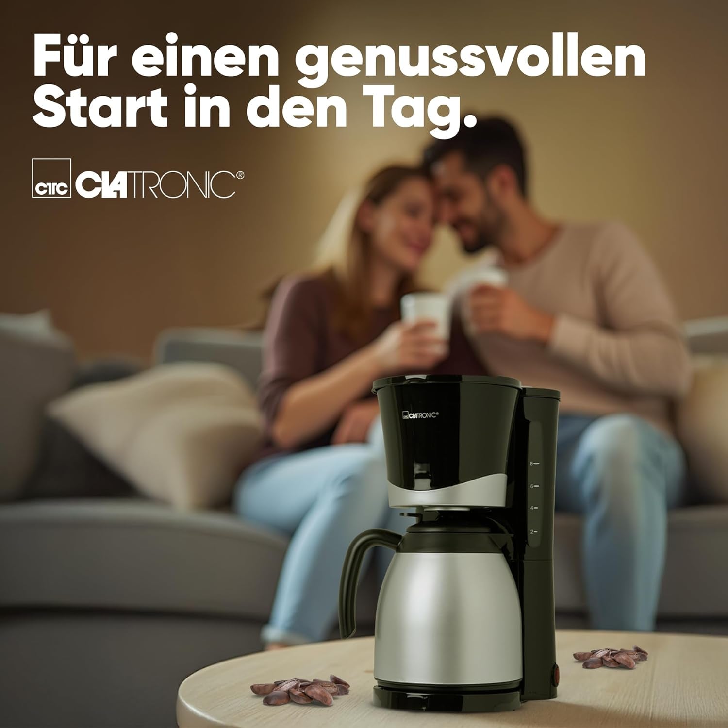 Caffettiera Clatronic® con thermos | per 8-10 tazze di caffè | senza perdita di temperatura | caffettiera con filtro | 1 litro | Espresso | Caffettiera a filtro con thermos | KA 3327 nero