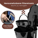 Macchina per caffè espresso Clatronic® | Macchina per caffè espresso automatica per 12-14 tazze (circa 1,5 litri) | Macchina per caffè espresso con filtro e sistema antigoccia | 900 W | Espressore KA 3473 Nero