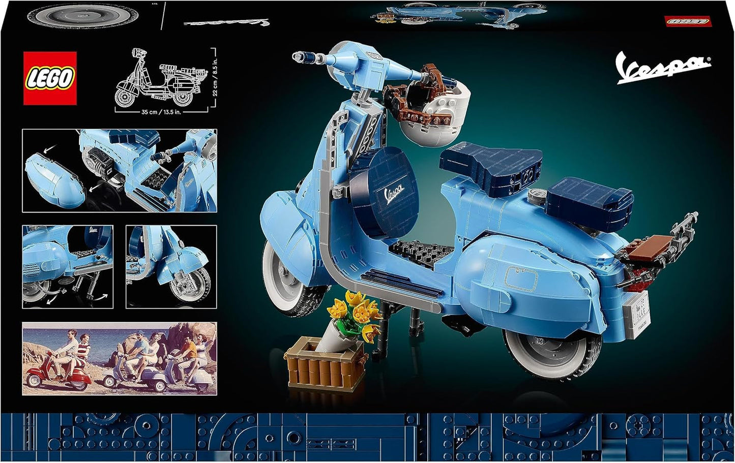 LEGO Icons Vespa 125, modello di motocicletta costruibile, scooter italiano vintage, kit modello per adulti, pezzo da esposizione come decorazione della stanza, regali per donne e uomini 10298 Kit di costruzione Besuche den LEGO-Store