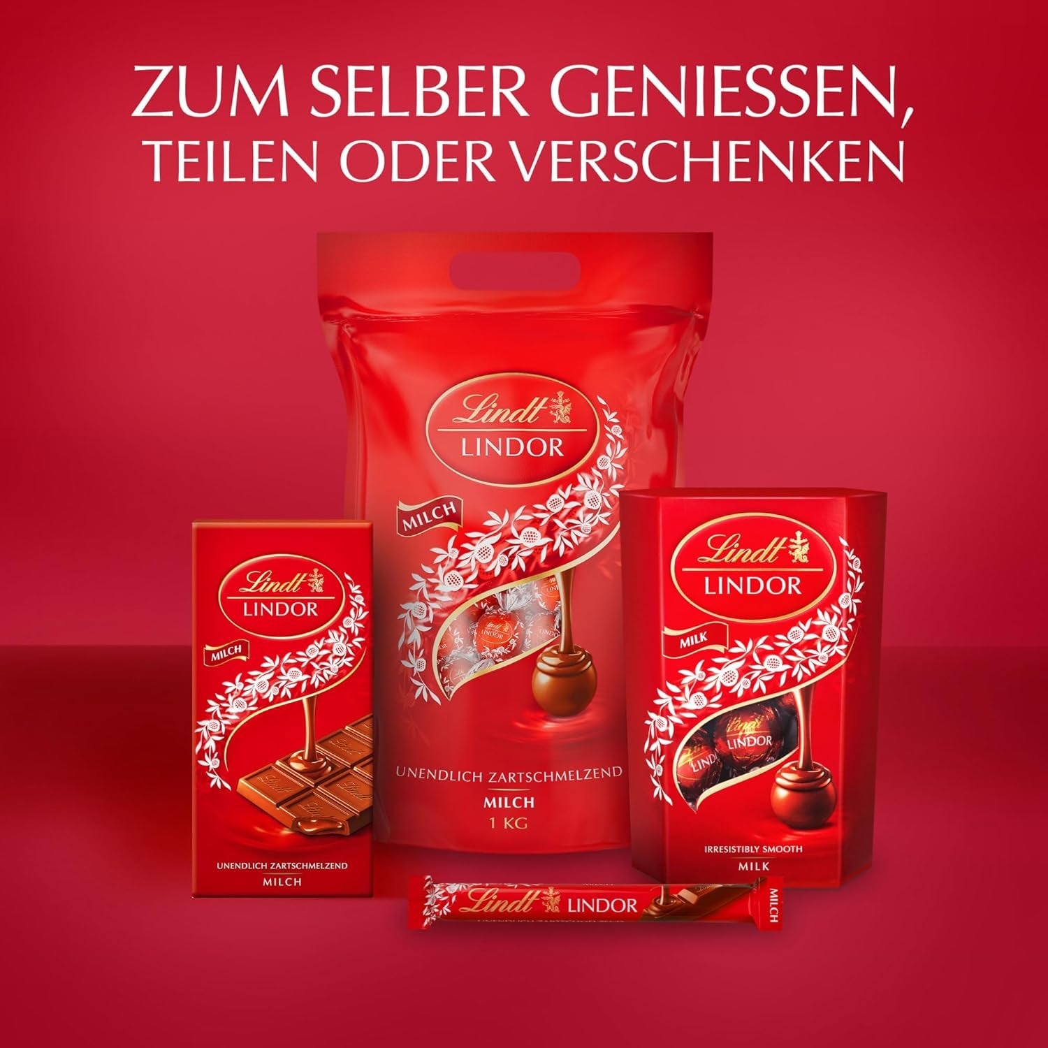 Cioccolata Lindt | Cono di cioccolato al latte LINDOR | 500 g| 38 palline di cioccolato al latte con ripieno che si scioglie in bocca | Regalo di cioccolato