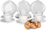 Van Well Lilli Servizio da Caffè da 12, Set di Piatti Quadrati in Porcellana Bianca da 36 Pezzi con Bordi Curvi per un Tavolino Perfettamente Disposto - Lavabile in Lavastoviglie