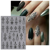 JMEOWIO 3D Nagelsticker Schwarz Weiß Blume Nail Art Sticker Self-klebend Nagelaufkleber 5D Stereoscopic Blumen Dekoration Nageldesign Zubehör 4 Blatt