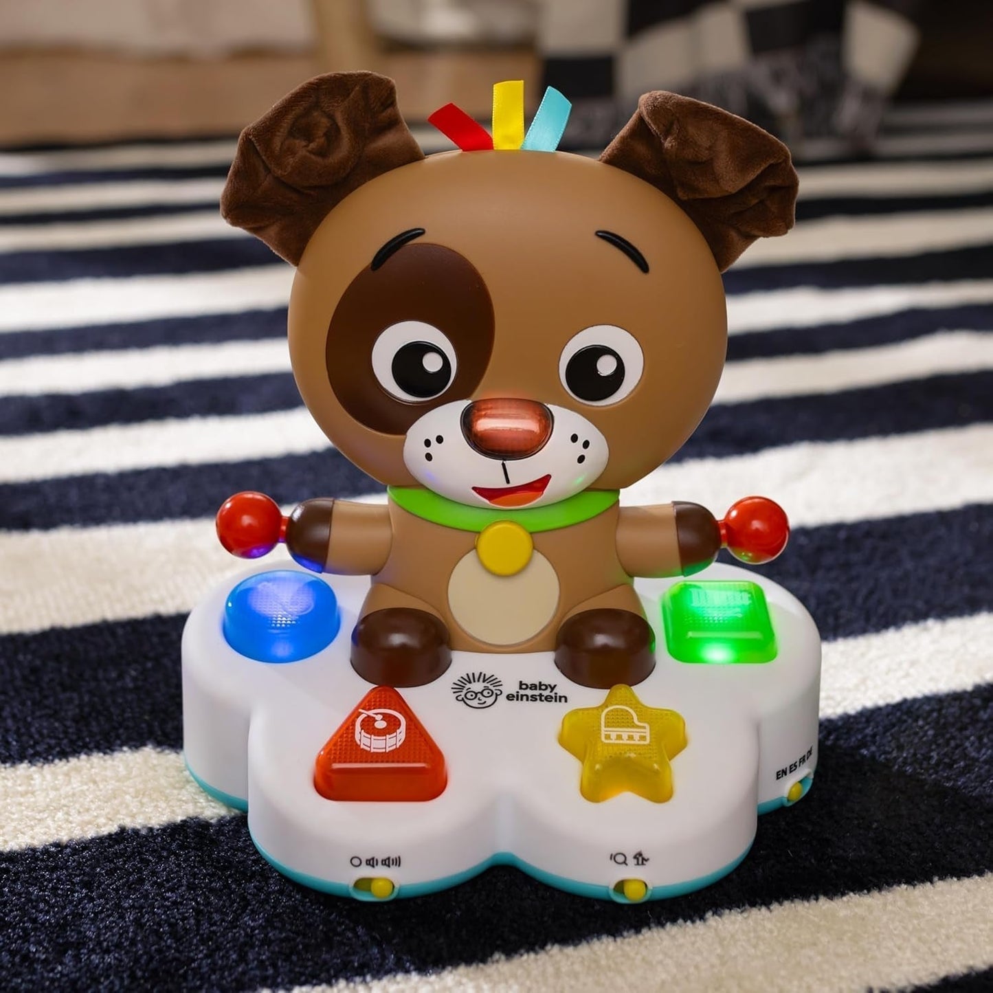 Baby Einstein, Drum & Learn Dean Giocattolo didattico musicale - Giocattolo multisensoriale per bambini, 2 modalità di gioco, colori, forme e strumenti, oltre 50 suoni, dai 6 mesi Giocattoli per bambini Naty Shop