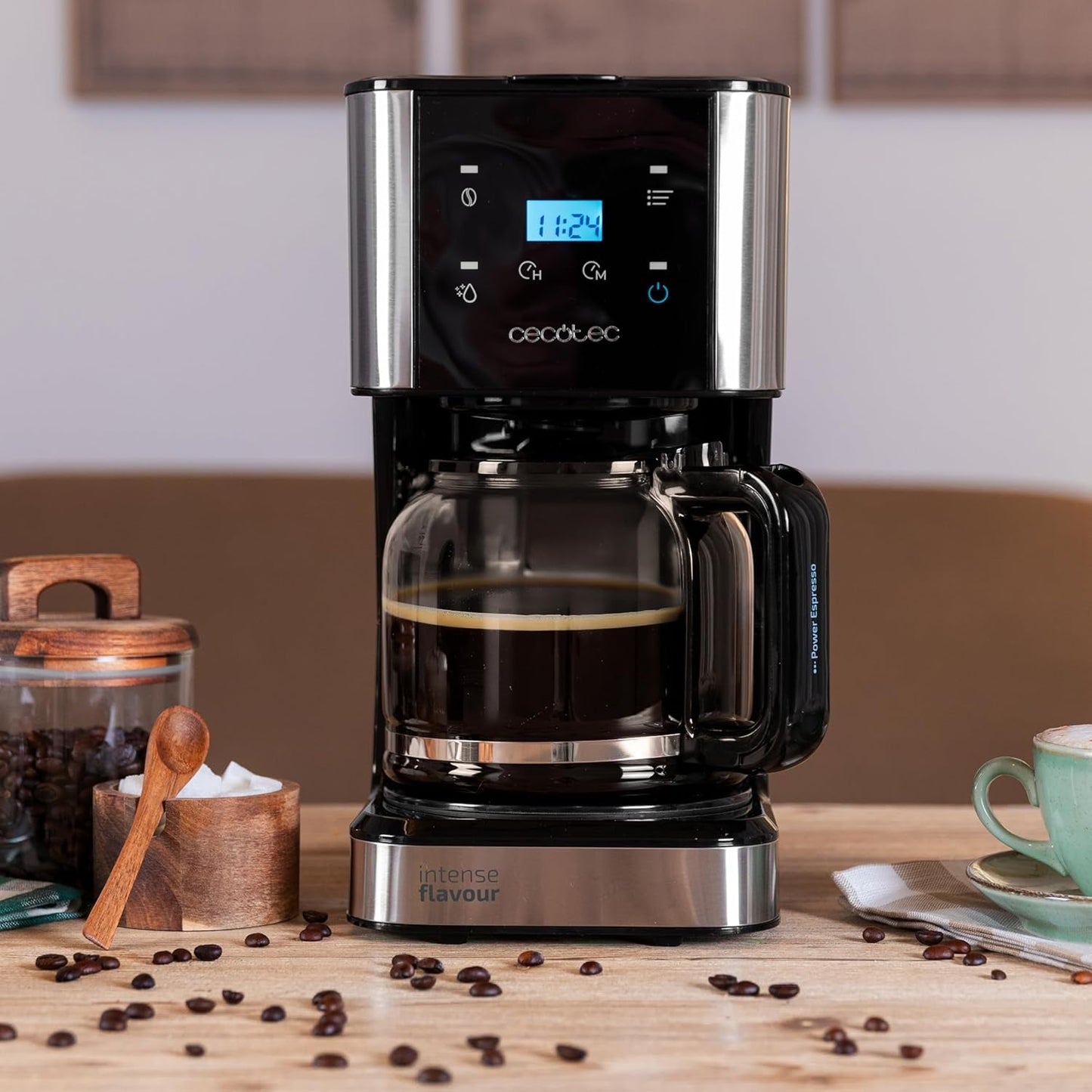Espresso con filtro Cecotec Coffee 66 Drop and Touch, potenza 950 W, 1,5 L, 12 tazze, touch screen, caraffa in vetro, timer 24 ore, 6 interruttori, filtro a rete riutilizzabile