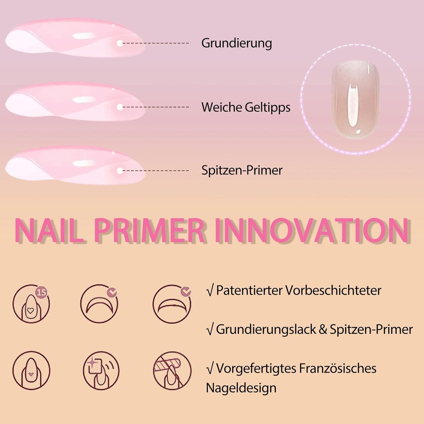 Set Unghie Finte - 240 Pezzi Unghie Corte Quadrate Modello In Gel Morbido Nude Sfumatura Bianca Colla Naturale Finta Su Unghie Finte Per Donne Fai Da Te (Nude Gradient, 240X)
