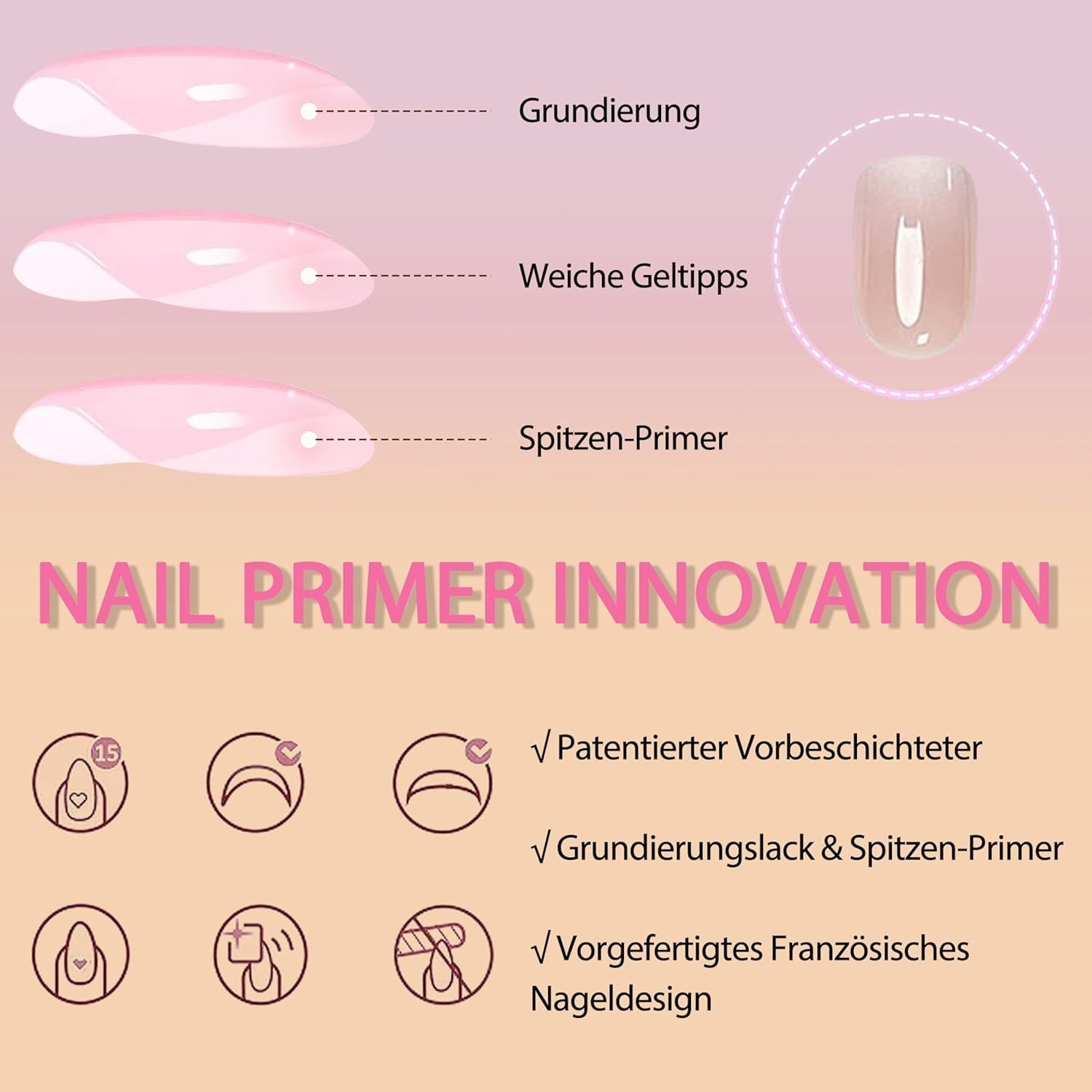 Set Unghie Finte - 240 Pezzi Unghie Corte Quadrate Modello In Gel Morbido Nude Sfumatura Bianca Colla Naturale Finta Su Unghie Finte Per Donne Fai Da Te (Nude Gradient, 240X)