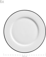 Mäser Nola Serie Moderno Servizio da caffè per 6 persone Bianco con Bordo Nero Set di Stoviglie da 18 Pezzi Tazze da caffè Piattini e Piatti da Dessert - Servizio da caffè Rotondo Set da caffè Bianco