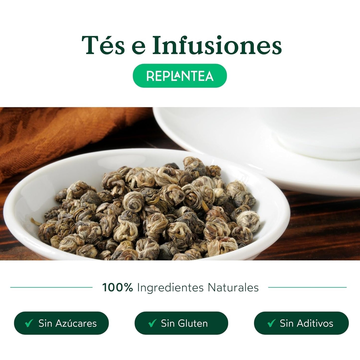 Tè biologico Jasmin Dragon Pearls (100 g) | Tè verde premium sotto forma di perle di gelsomino arrotolate a mano | Specialità di tè dal delicato aroma di fiori | RIPIANTARE