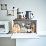 Yamazaki 4352 TOWER Cestino per il pane, bianco, acciaio, minimalista, 40 x 34,5 x 24 cm Contenitori per alimenti Naty Shop