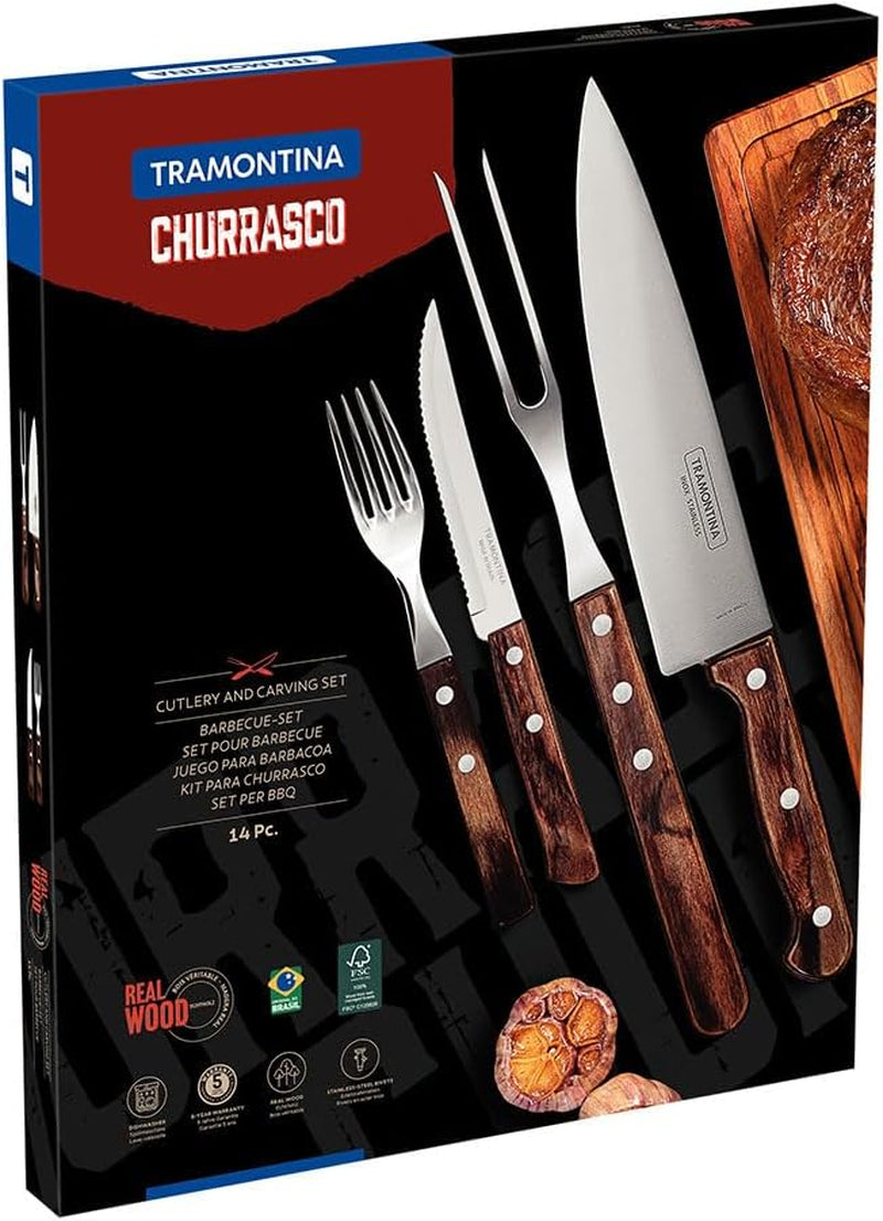 Tramontina Set Posate Griglia 14 Pezzi Acciaio Inox Set Posate Bistecca Cucina Naty Shop