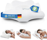 Cuscino per il collo Cuscino per la testa Cuscino ortopedico Cuscino in memory foam Cuscino per la testa ergonomico Cuscino di supporto per il collo Cuscino antiurto laterale per chi dorme sul fianco, sulla schiena e sullo stomaco Cuscini ortopedici cervicali bianchi Naty Shop Bianco 62 X 40 cm