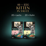 Sheba alimento umido per gattini, in bustine assortite, con salmone (MSC) e pollo in salsa, multipack 40x85g