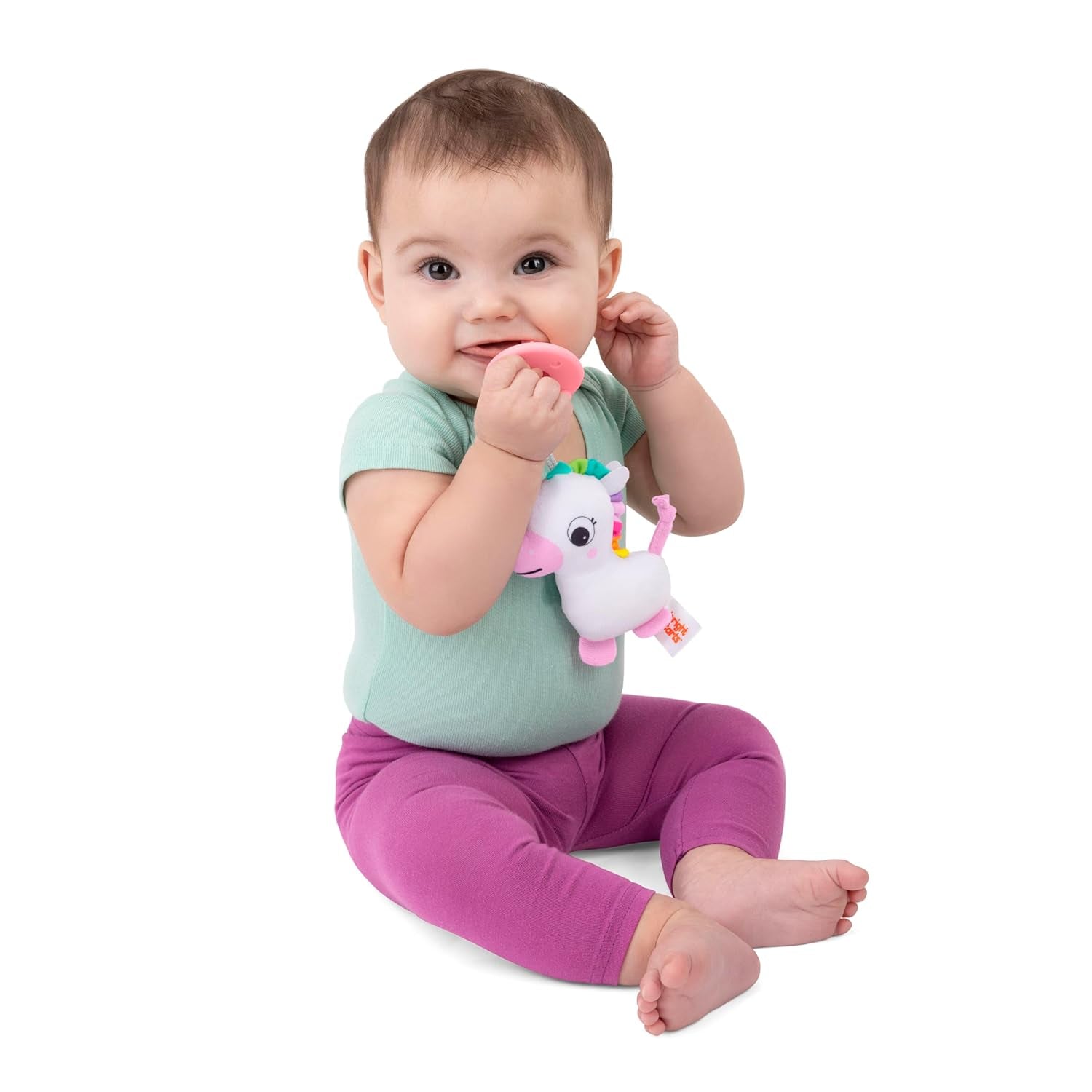 Bright Starts SootheMate Ciuccio in Peluche, Unicorno - Ciuccio staccabile a forma di ciuccio per neonati e bambini più grandi
