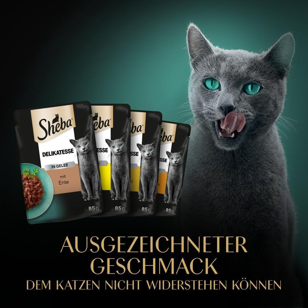 SHEBA Cibo umido per gatti - 72 buste x 85g - Varietà di pollame in gelatina - Cibo umido per gatti - 1 confezione grande