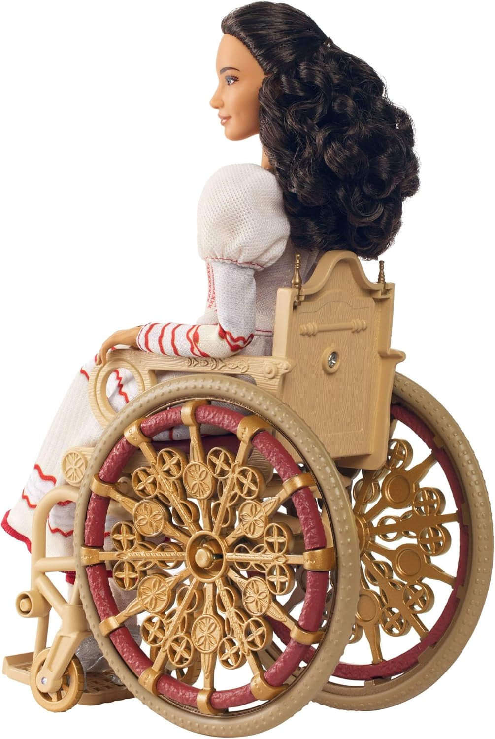 Mattel Wicked Nessarose Fashion Doll e accessori, inclusa sedia a rotelle, con capelli castani ricci, varie pose e abito da ballo staccabile, HXY36