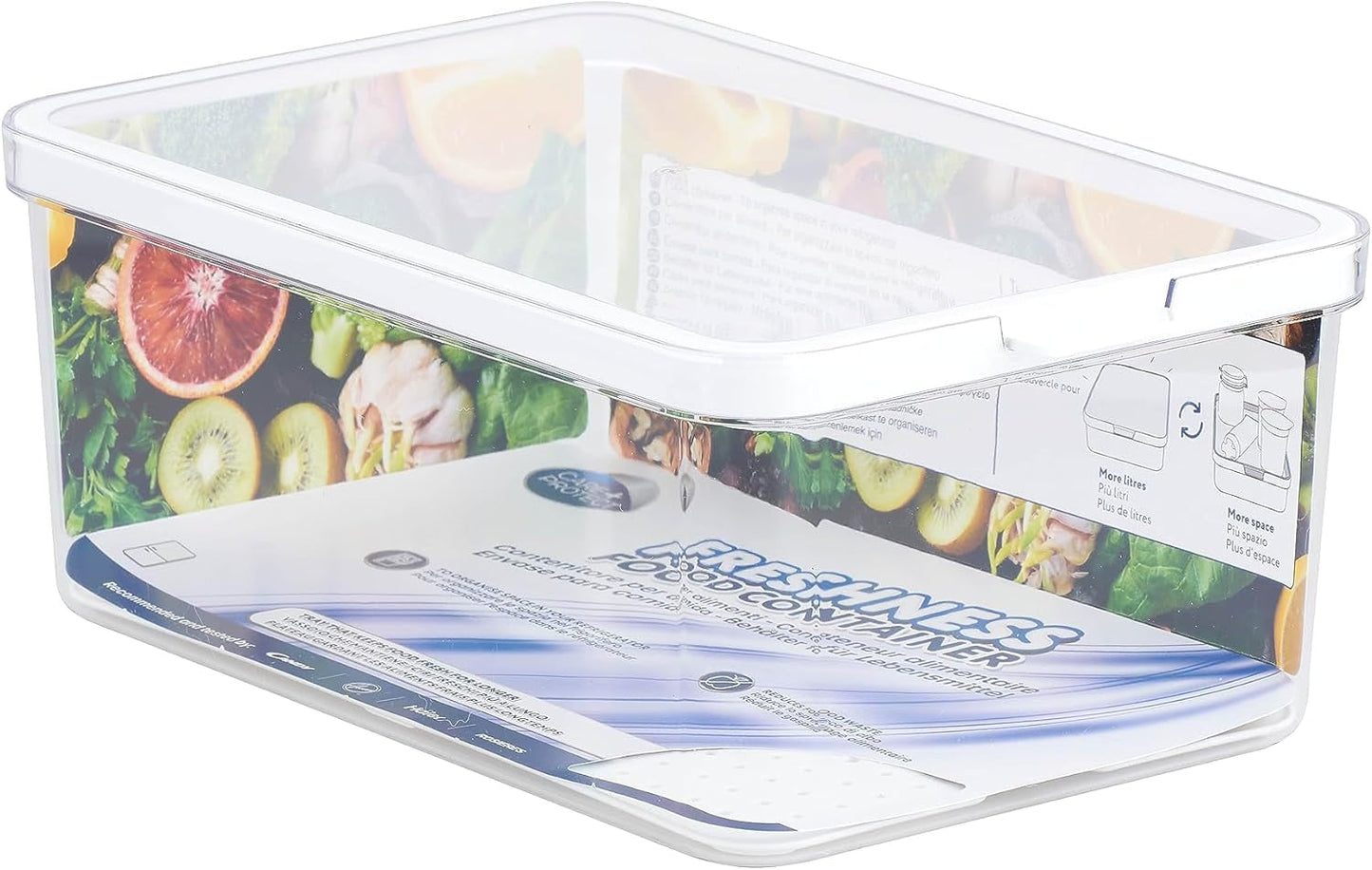 CARE + PROTECT Contenitore per alimenti intelligente, perfettamente impilabile, organizer per frigorifero, protegge il cibo dall'umidità, mantiene il cibo fresco più a lungo, contenitori per alimenti Naty Shop da 2,15 L 4,65 L