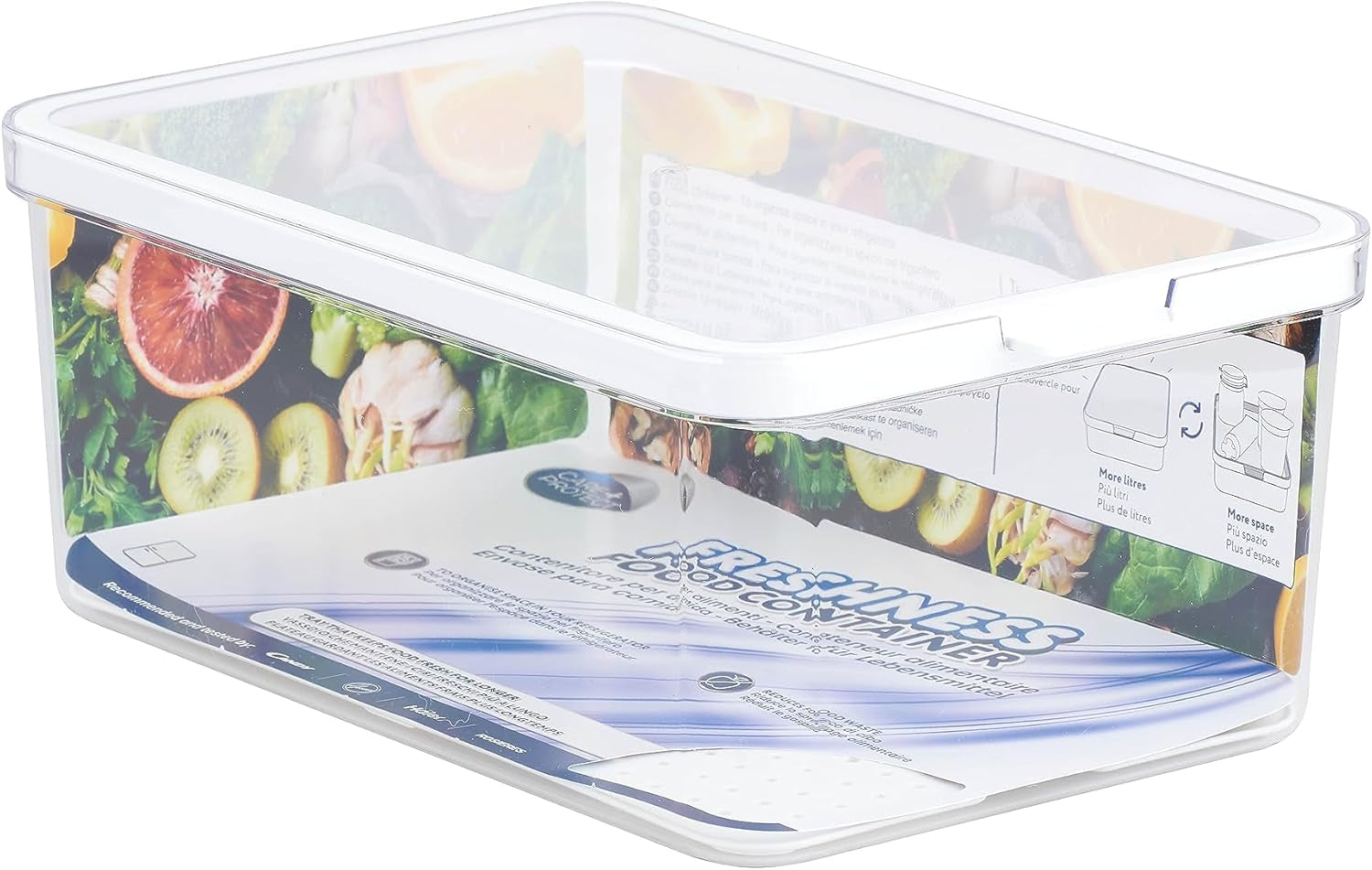 CARE + PROTECT Contenitore per alimenti intelligente, perfettamente impilabile, organizer per frigorifero, protegge il cibo dall'umidità, mantiene il cibo fresco più a lungo, contenitori per alimenti Naty Shop da 2,15 L 4,65 L