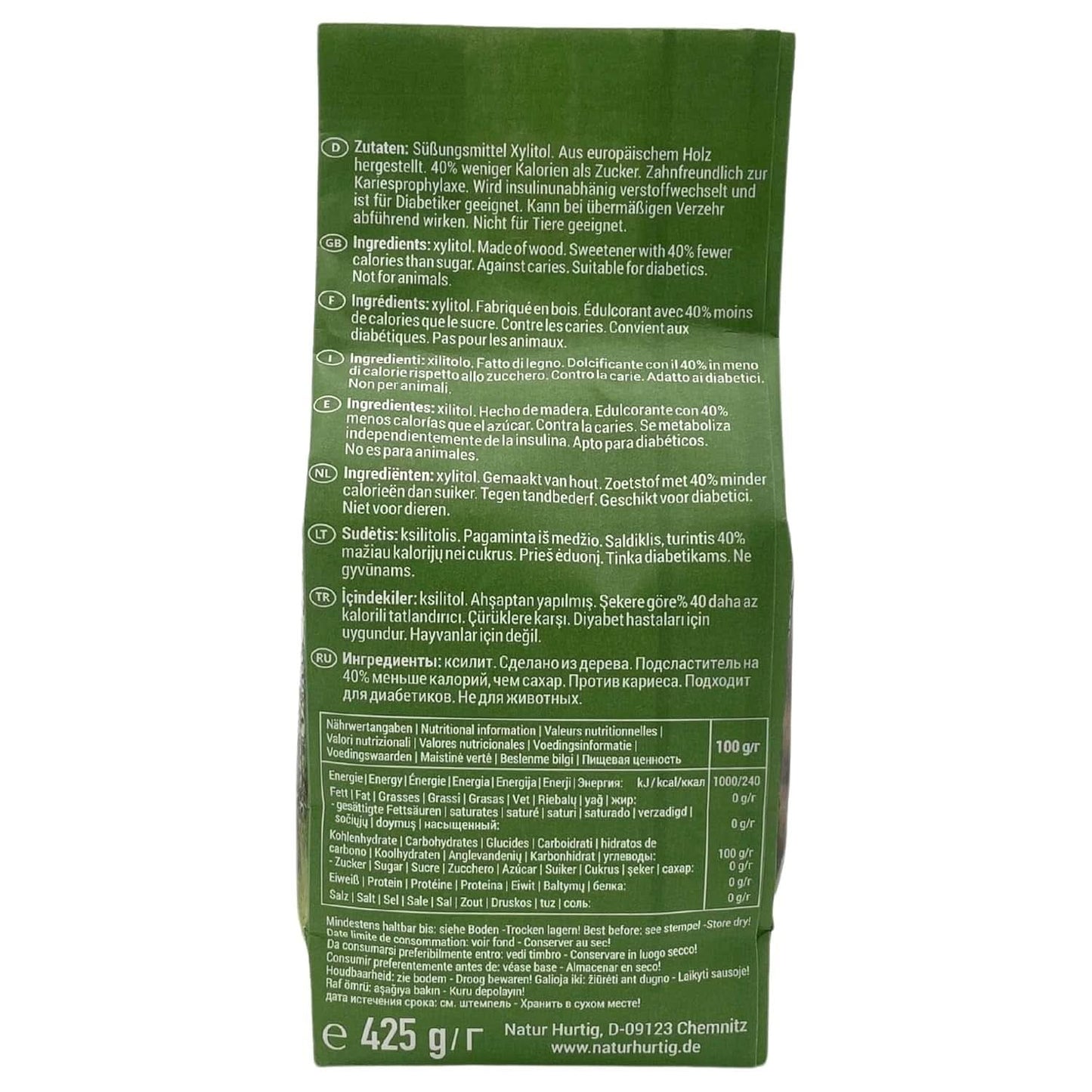 Zucchero di betulla, 425 grammi Dolcificanti Naty Shop