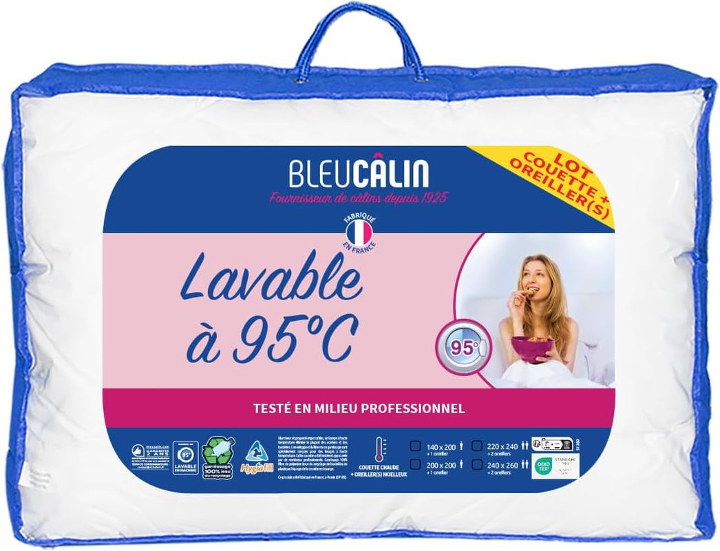 Bleu Calin Pack trapunta 1 persona 140X200 Cm + 1 cuscino 60X60 Cm, lavabile a 95° Piumini e Trapunte Naty Shop
