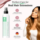 Spray bifasico per la cura delle extension di capelli umani | cheratina, collagene e B5 altamente concentrati | protezione e lucentezza per le extension adesive per capelli umani | ideale per extension e trecce di capelli umani | Confezione da 2 prodotti districanti per capelli Naty Shop