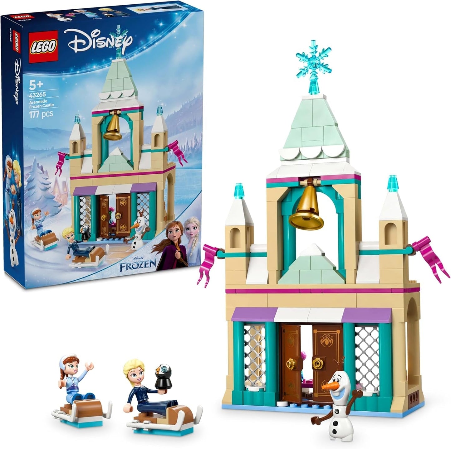 LEGO® Disney Frozen: Castello di Arendelle, principessa giocattolo con mini bambole ELSA, Anna e Olaf e un pinguino, set da gioco fantasy, regalo per bambine di 5 anni 43265 Set da costruzione Besuche den LEGO-Store Titolo predefinito