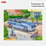 HABA Puzzle Vigili del Fuoco - Set da 3 Pezzi per Bambini dai 3 Anni in su Puzzle in Cartone con Polizia e Ambulanza - Stimola la motricità fine e la concentrazione - 1302759001 Puzzle Naty Shop