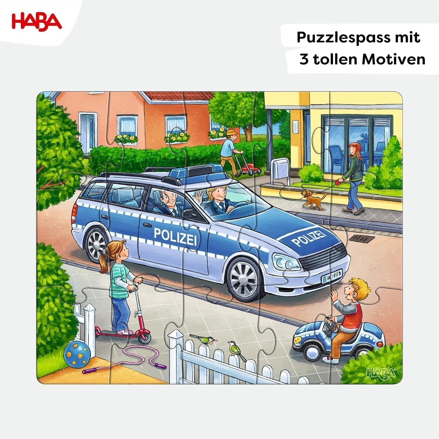 HABA Puzzle Vigili del Fuoco - Set da 3 Pezzi per Bambini dai 3 Anni in su Puzzle in Cartone con Polizia e Ambulanza - Stimola la motricità fine e la concentrazione - 1302759001 Puzzle Naty Shop