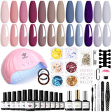 Modelones Set Smalti Gel per Unghie 35 Pezzi, Set Smalti Gel UV con Lampada da 48 W, Set Smalti Gel per Unghie Nude Marrone Bianco Rosa, Set Smalti Gel UV con Base Top Coat Set per Unghie