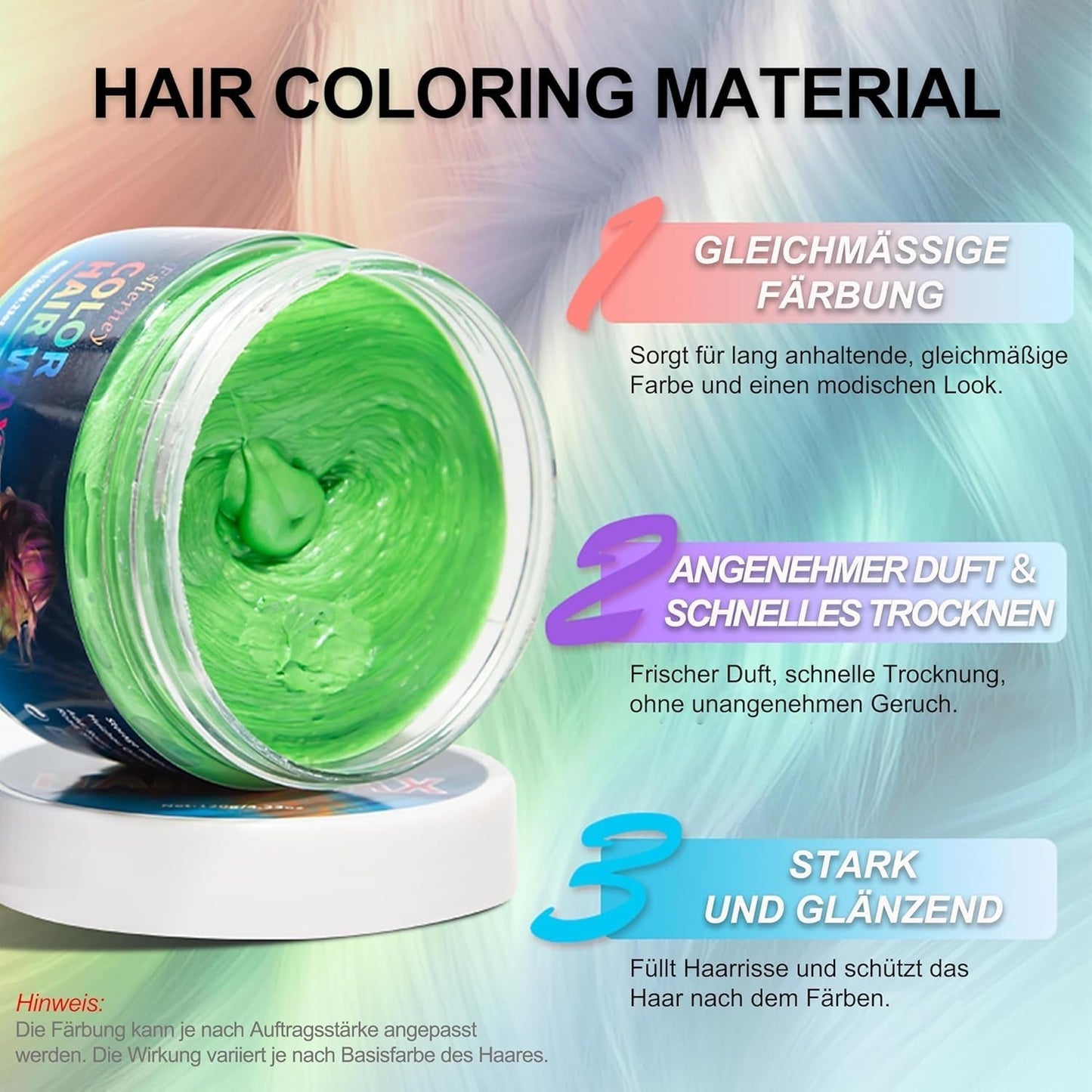 Tintura Per Capelli Verde Temporanea - Cera Colorante Per Capelli, Tonalità Per Capelli Per Uomini Donne, Pomata Per Capelli Naturale, Cera Colorante Per Capelli Con Clip Colorate Per Colorazioni Pazzesche Per Feste (4,23 Once, Verde) Naty Shop Tinture Per Capelli