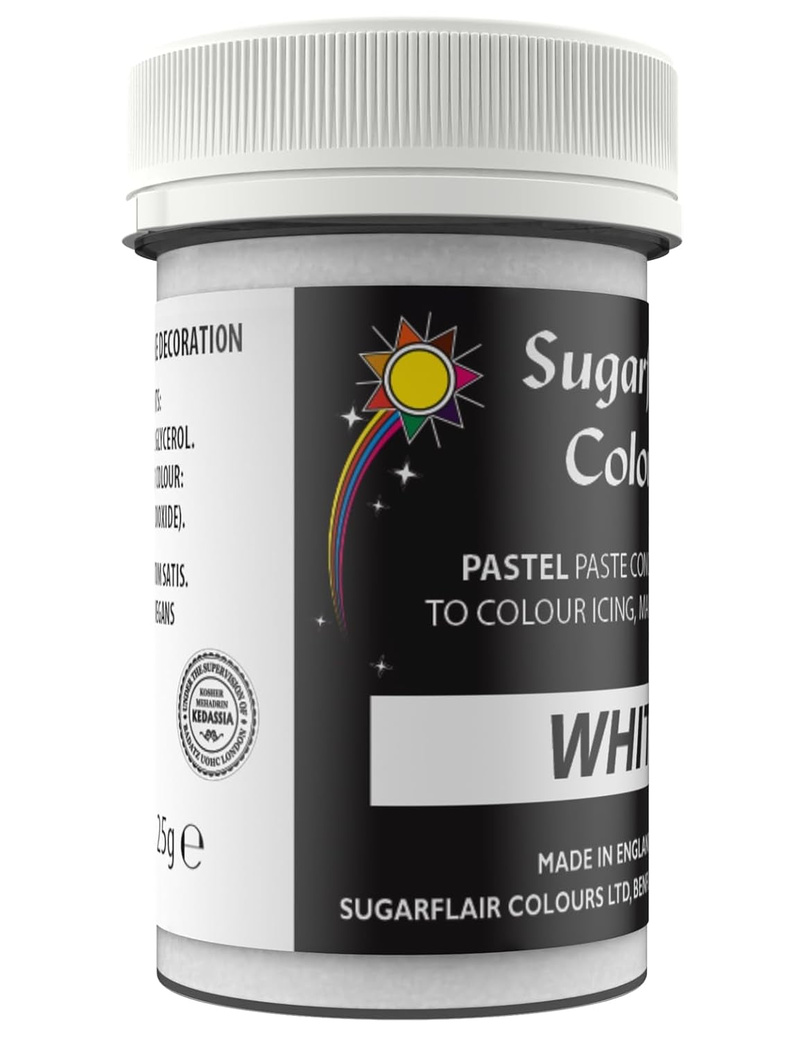 Colorante alimentare bianco Sugarflair per pasta, colorante alimentare per pasta, fondente e marzapane, colorante per pasta - 25g